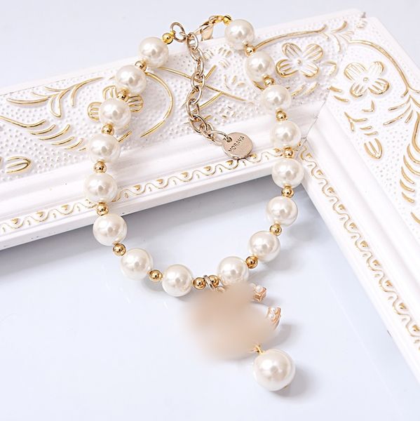 adjustable luxury big pearl ch***l pendant dog necklace small dog jewelry sparkly pet accessories yorkie poodle maltese